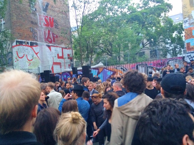 The crowd at the basketball court